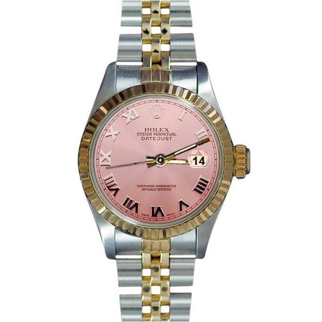 Damen Datejust Rolex Uhr Edelstahl & Goldarmband Rosa römisches Zifferblatt