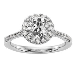 Damenhalo-Ring runder Altschliff-Echt Diamant mit Akzenten 3.25 Karat