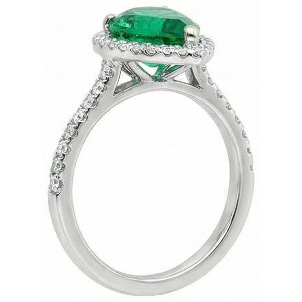 echter round smaragd 5.25Karat ring Draufsicht