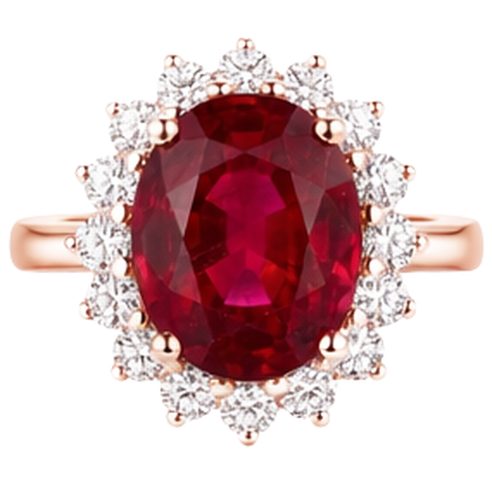 echter oval rubin 14Karat ring Vorderansicht