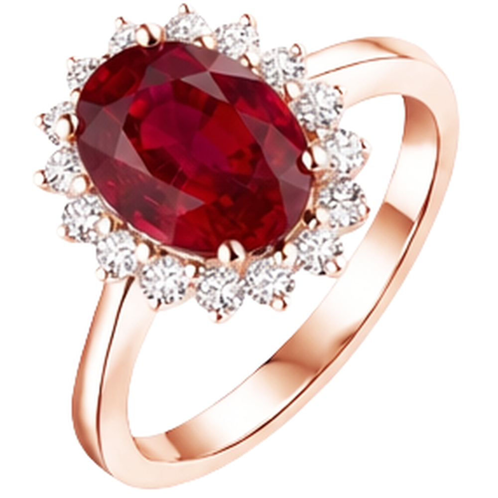 echter oval rubin 14Karat ring Detailansicht