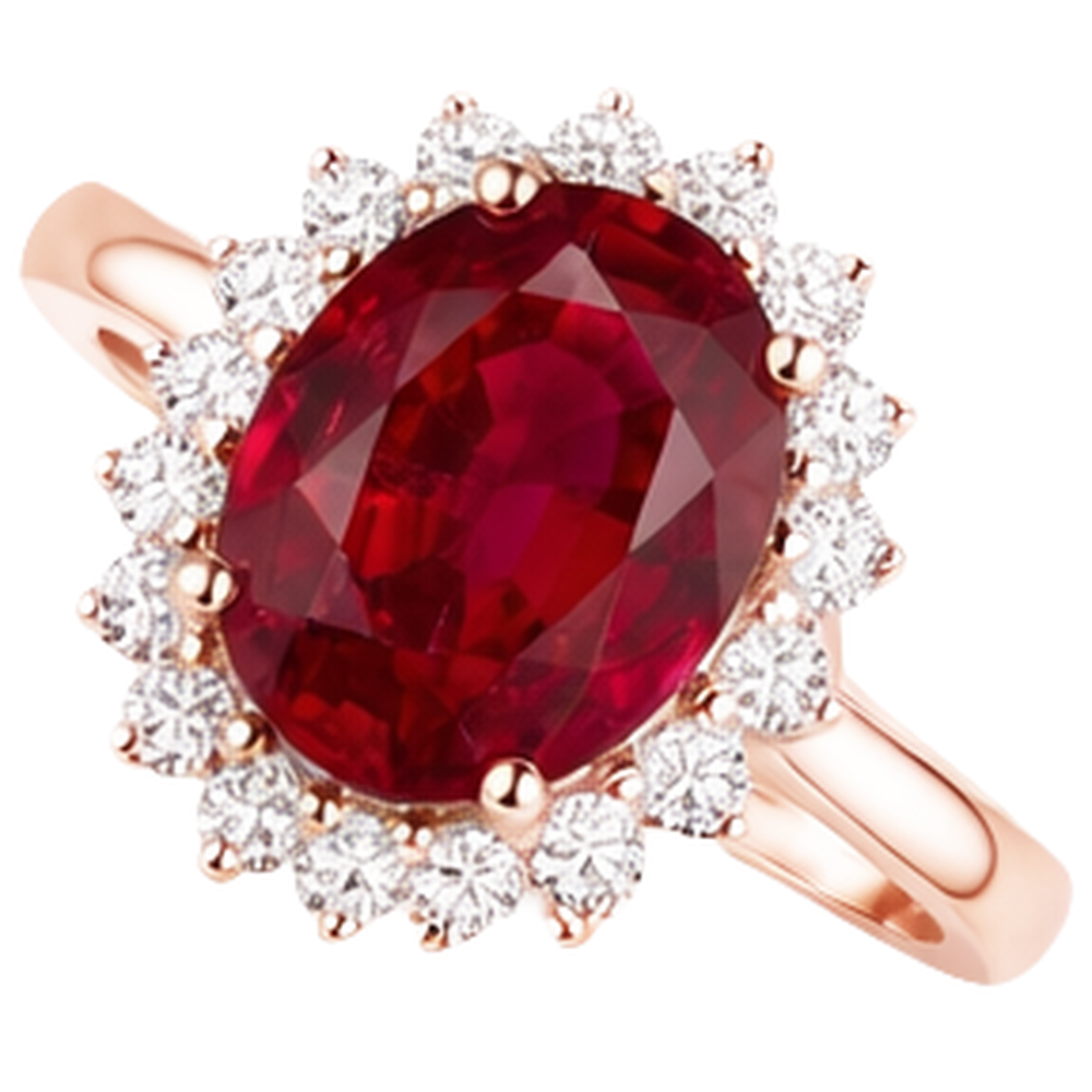 echter oval rubin 14Karat ring Draufsicht