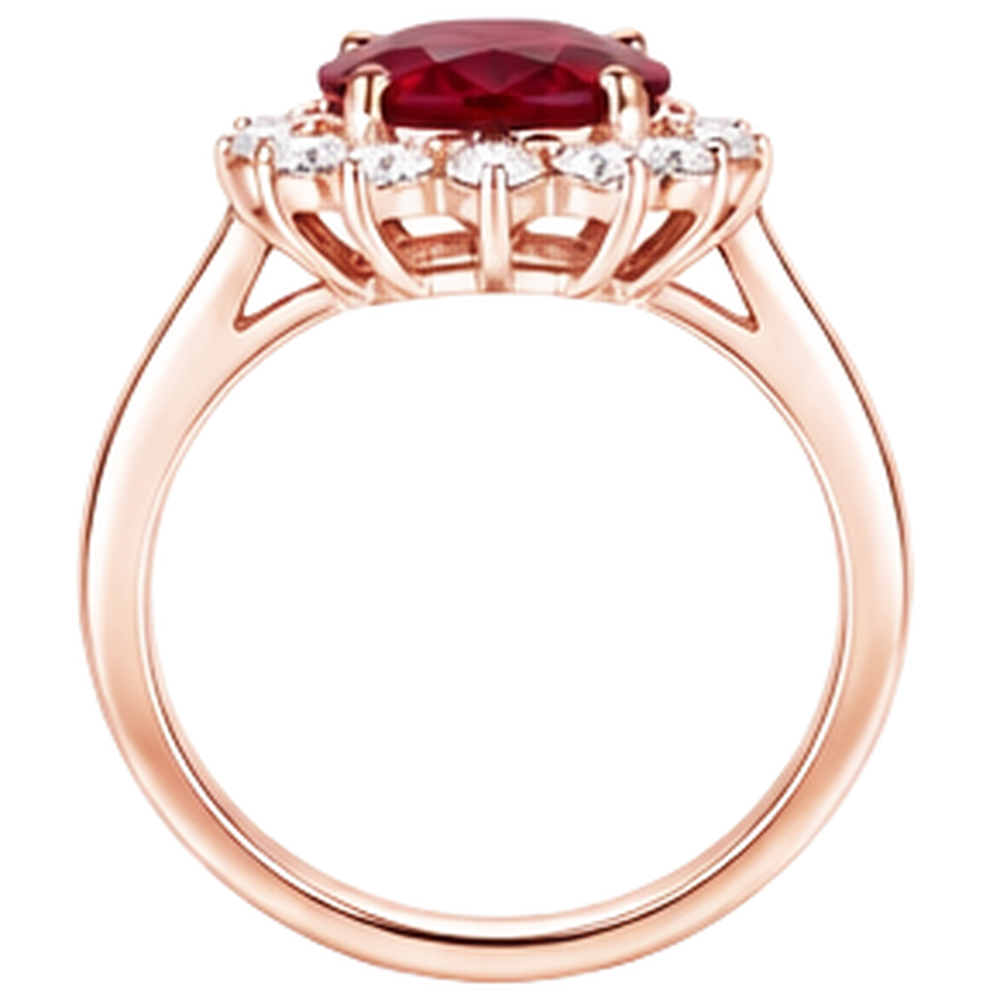 echter oval rubin 14Karat ring Profilansicht