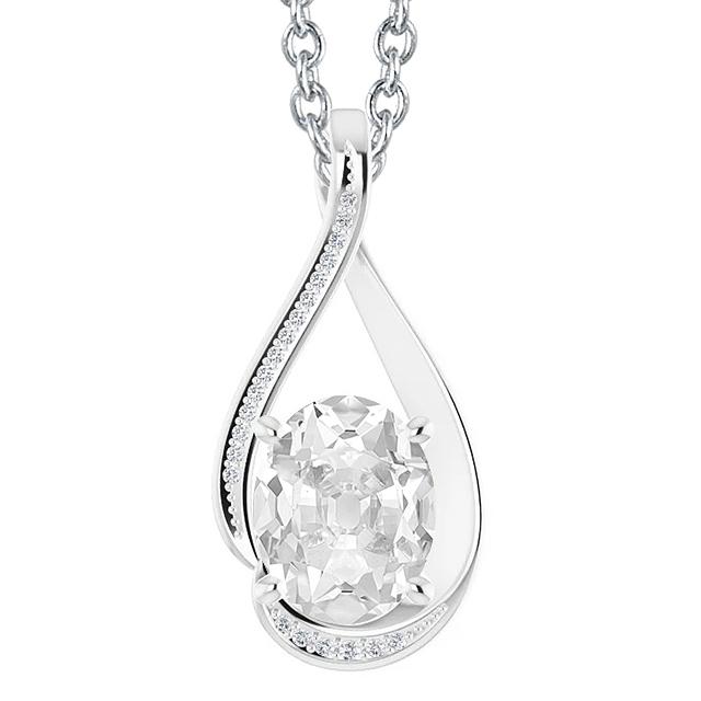Damenschmuck Rund & Oval alter Bergmann Echt Diamant Anhänger Slide 5 Karat