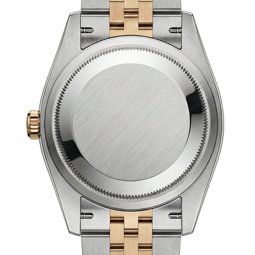 Damenuhr, Champagner-Zifferblatt, Rolex-Lünette, Gelbgold, Jubilee