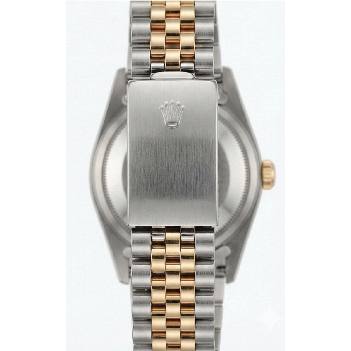 Damenuhr, Champagner-Zifferblatt, Rolex-Lünette, Gelbgold, Jubilee