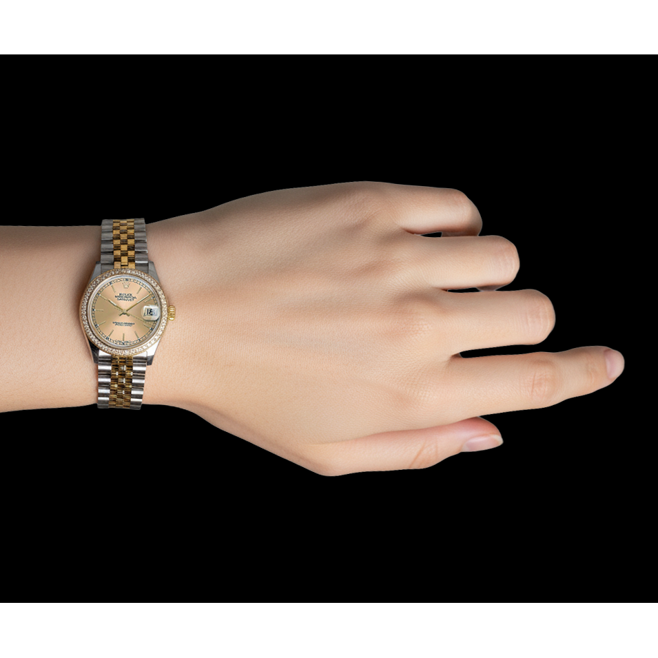 Damenuhr Rolex Date-just Champagner Stick Zifferblatt 31 mm P4