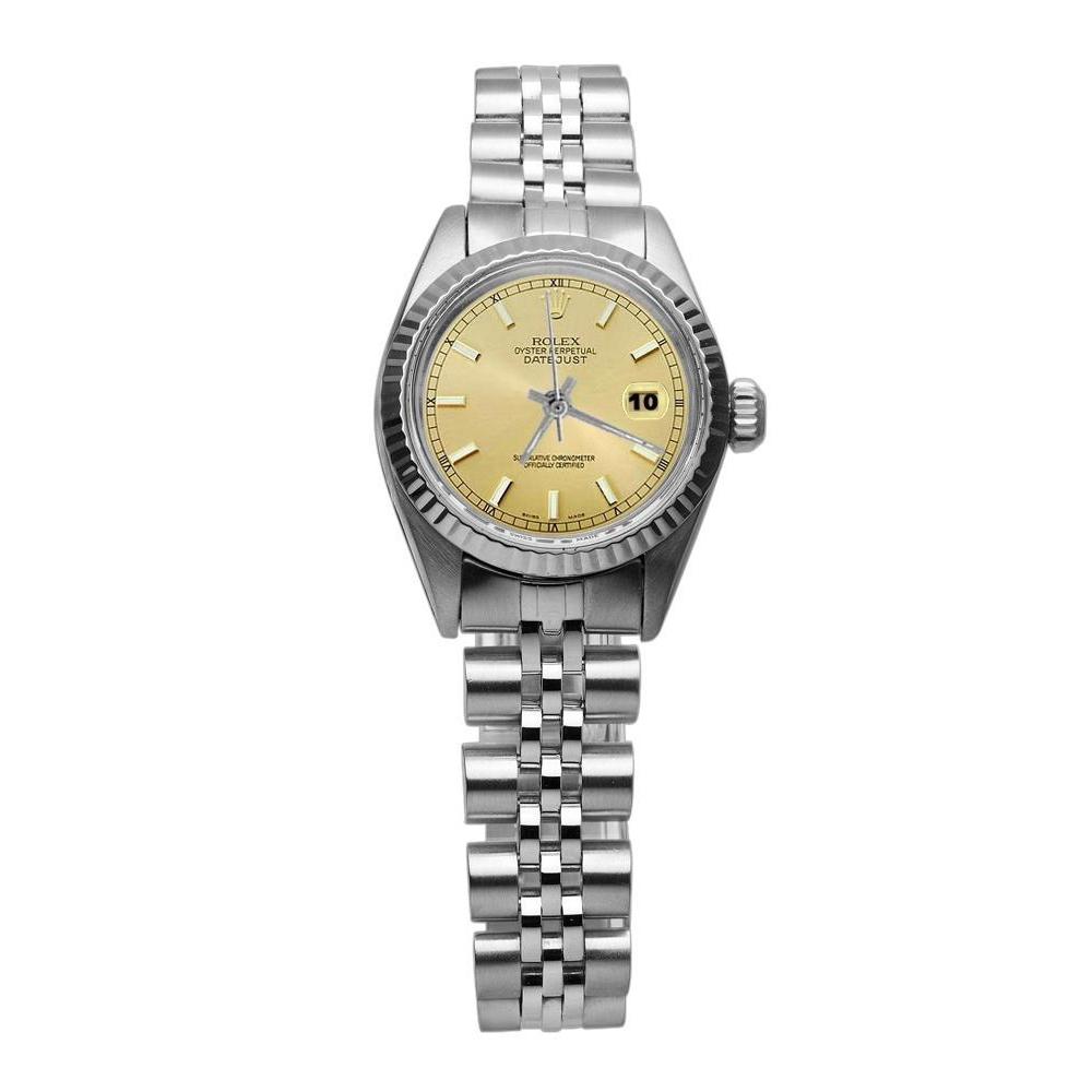 Damenuhr Rolex Datejust Edelstahl Champagnerfarbenes Zifferblatt
