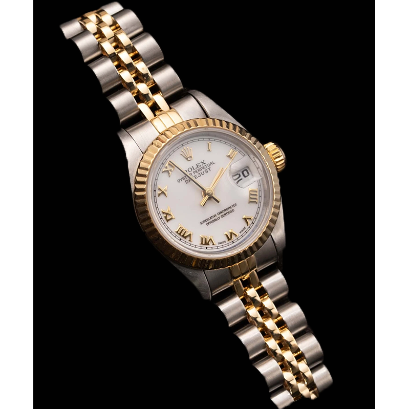 Damenuhr Rolex Datejust Oyster aus massivem Gold und Edelstahl