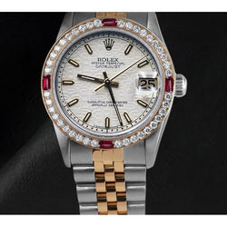 Damenuhr Rolex Datejust Weiß Jubilee mit leuchtendem Zifferblatt, 31 mm
