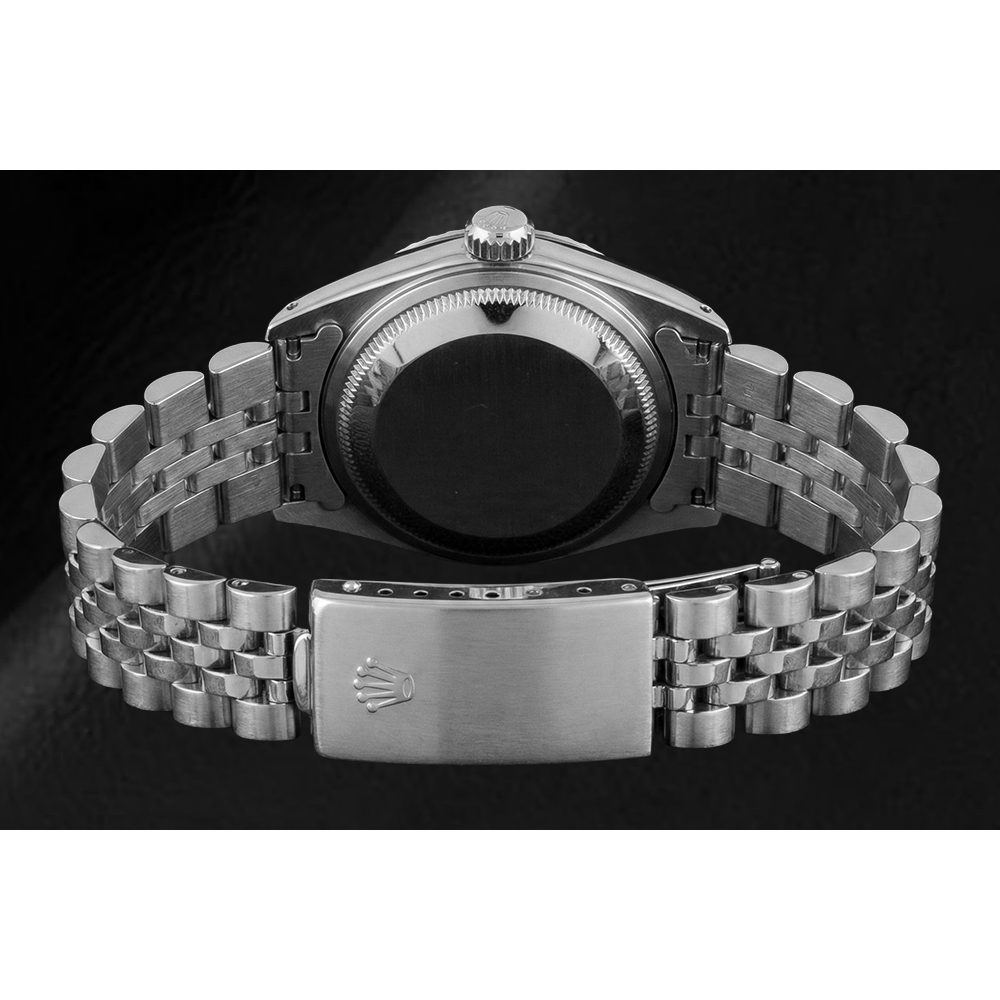 Damenuhr Rolex Datejust Zifferblatt Edelstahl Jubilee Armband geriffelte Lünette