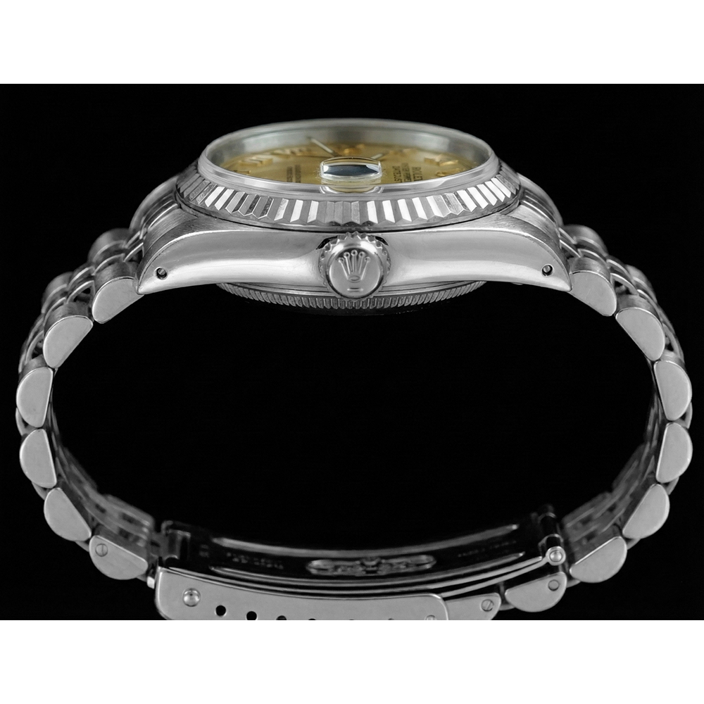 Damenuhr Rolex Datejust Zifferblatt Edelstahl Jubilee Armband geriffelte Lünette
