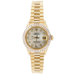 Damenuhr Rolex Präsidentin Datejust mit Diamant-Zifferblatt und Lünette