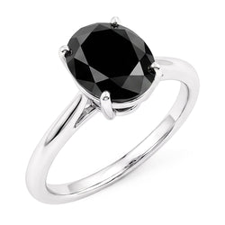 Verlobungsring mit dunklem Diamanten 5 Karat Echter ovaler schwarzer Solitär 14 Karat Weißgold