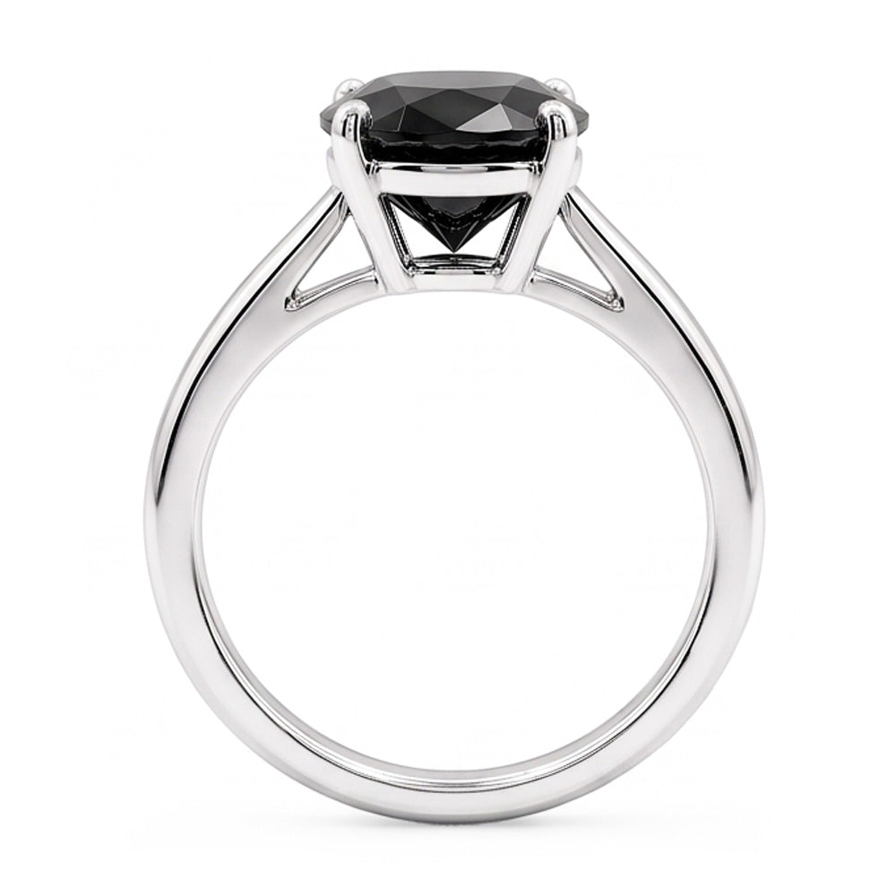 Verlobungsring mit dunklem Diamanten 5 Karat Echter ovaler schwarzer Solitär 14 Karat Weißgold