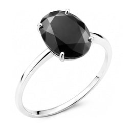 Dunkler Diamant Verlobungsring 5 Karat Echter Ovaler Schwarzer Solitär Schlicht 14 Karat Weißgold