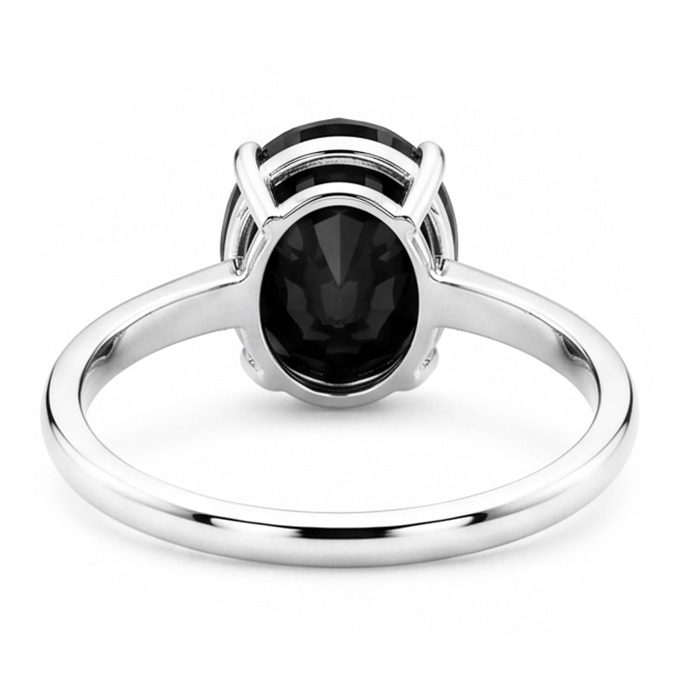 Dunkler Diamant Verlobungsring 5 Karat Echter Ovaler Schwarzer Solitär Schlicht 14 Karat Weißgold