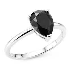 Verlobungsring mit dunklem Diamanten, 5 Karat, echter schwarzer Solitär in Tropfenform, verjüngt, 14 Karat Weißgold
