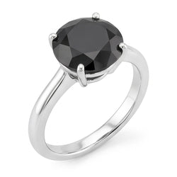 Verlobungsring mit dunklem Diamanten 5 Karat Echter runder schwarzer Solitär Messerkante 14 Karat Weißgold