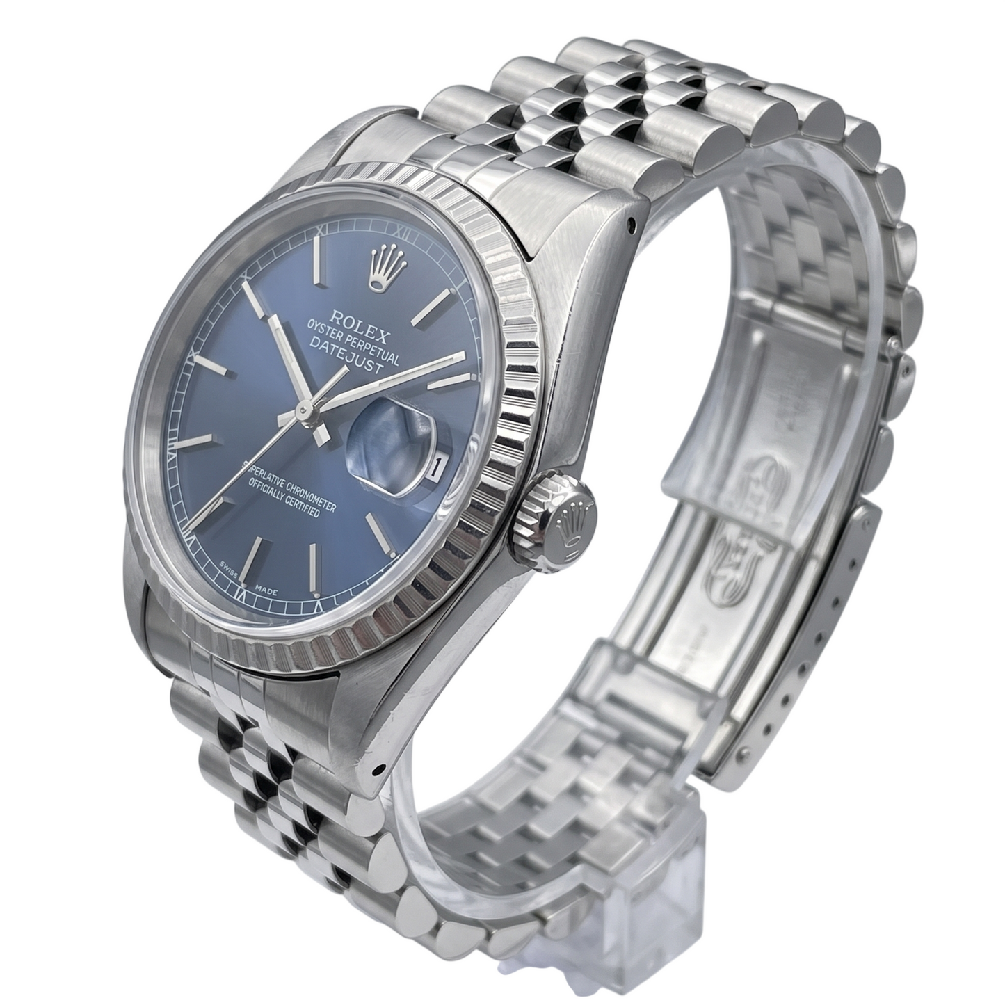 Date Just Rolex Herrenuhr Blau Stick-Zifferblatt Edelstahl Datejust SCHNELLES EINSTELLEN