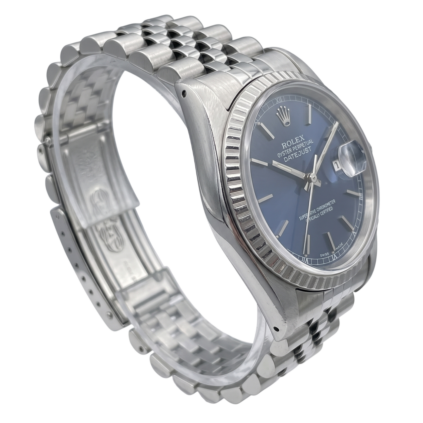 Date Just Rolex Herrenuhr Blau Stick-Zifferblatt Edelstahl Datejust SCHNELLES EINSTELLEN