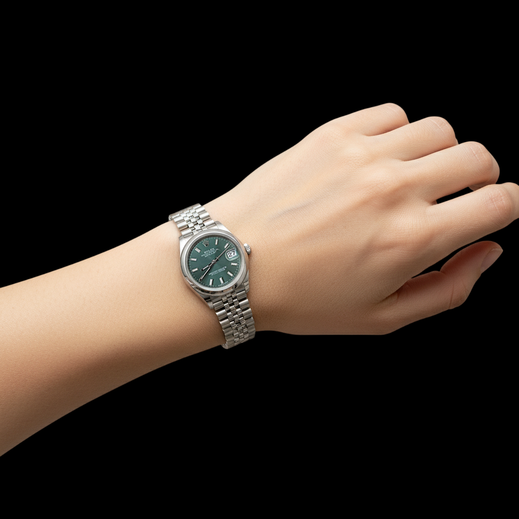 Date-Just Rolex Mintgrüne Damenuhr mit leuchtendem Zifferblatt, 31 mm P4