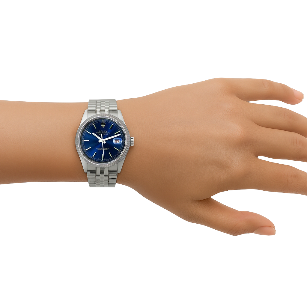 Date Just Rolex Herrenuhr Blau Stick-Zifferblatt Edelstahl Datejust SCHNELLES EINSTELLEN P1