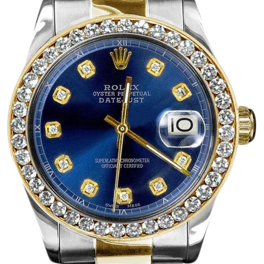 Datejust Rolex Herren Gelbgold Edelstahl Zweifarbig Uhr SCHNELLES EINSTELLEN