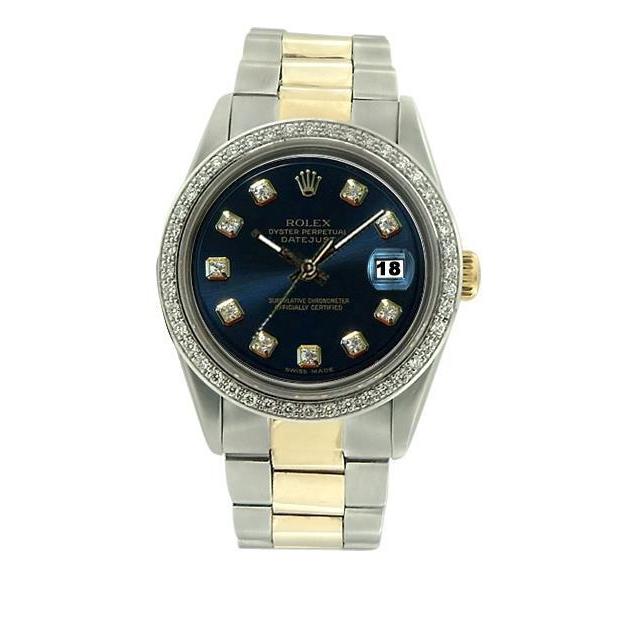 Datejust-Uhr, schwarzes Diamant-Zifferblatt, Lünette, Rolex-Herrenuhr, Edelstahl und Golden, Auster, schnell eingestellt
