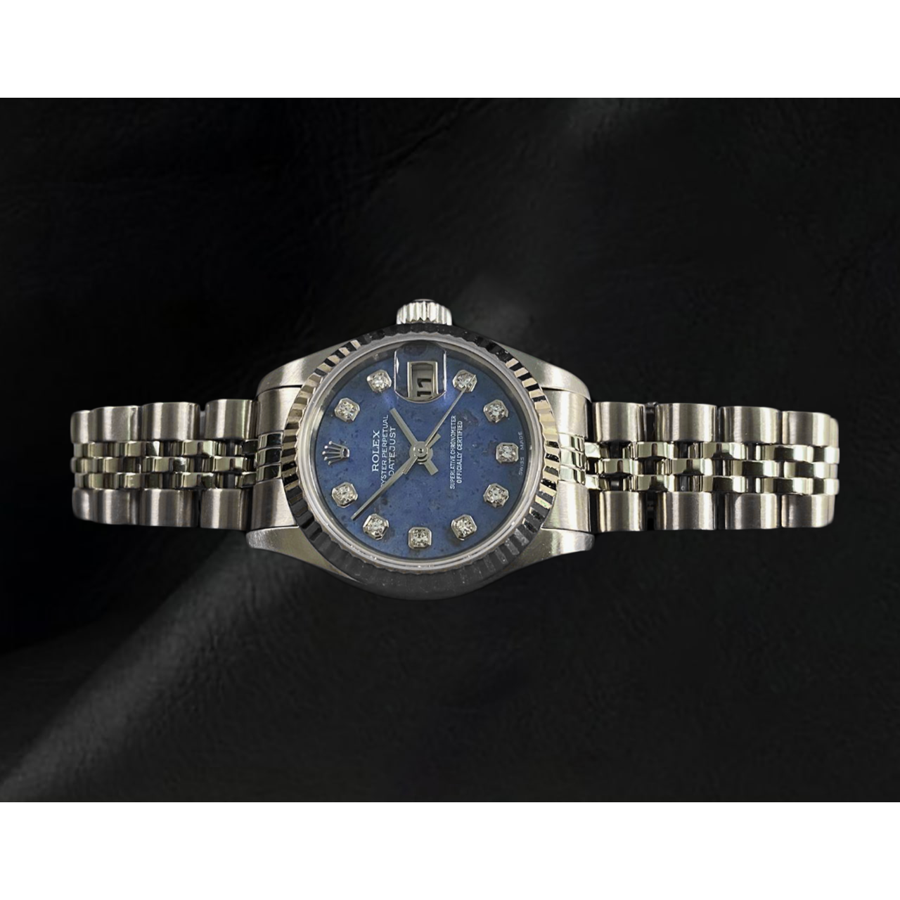 Rolex Datejust 26 mm Damenuhr Blaues Diamantzifferblatt Jahr 2002