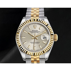 Datejust 279173 Rolex Leuchtendes Zifferblatt Geriffelt Bicolor 28 mm Jubilee Damenuhr