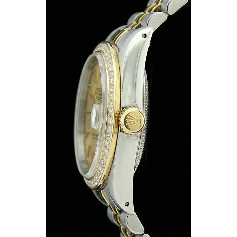 Datejust Champagner Stick-Zifferblatt Rolex Dame Betrachten Edelstahl & Lünette