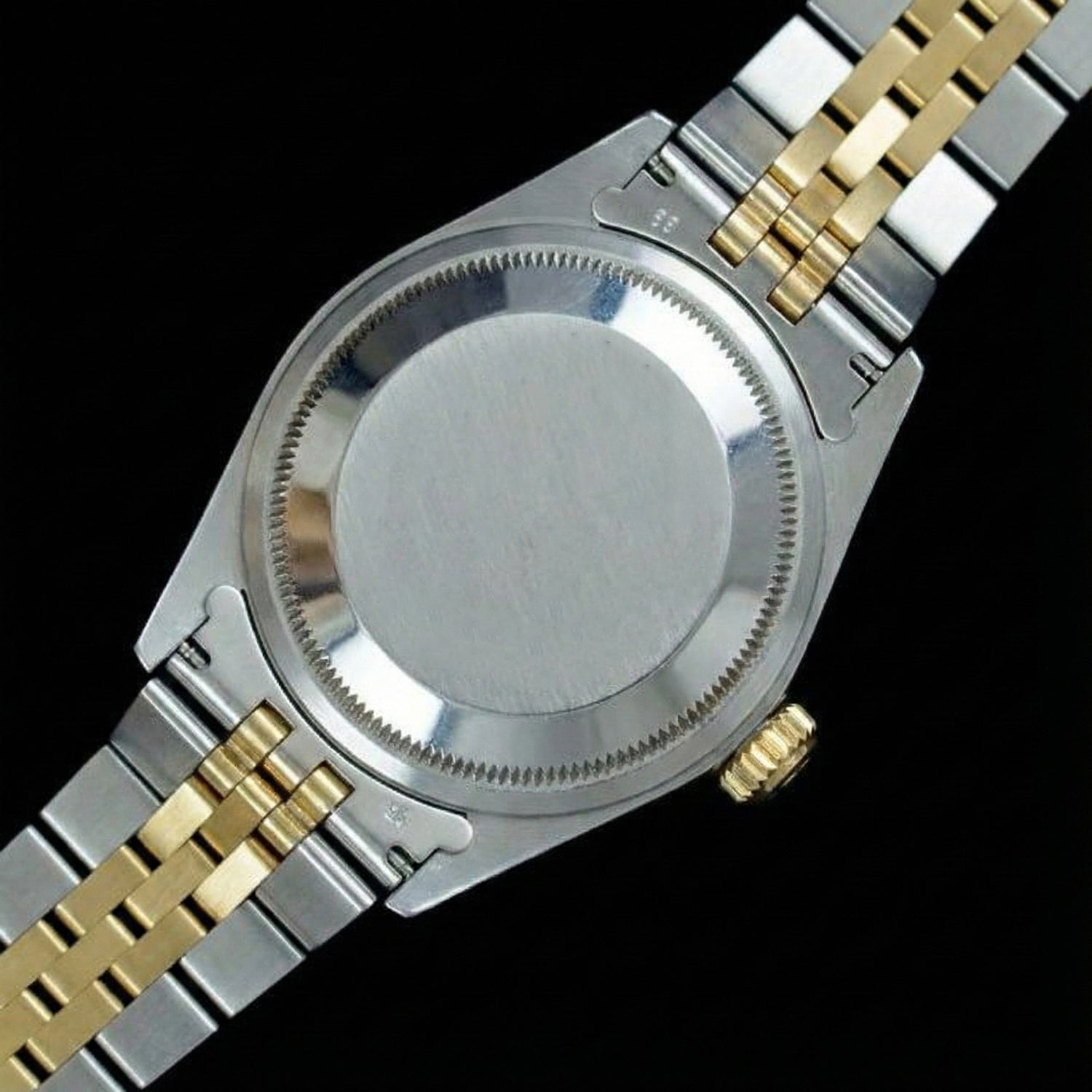 Datejust Dame Rolex-Uhr, schwarzes Zifferblatt, Edelstahl und Gelbgold