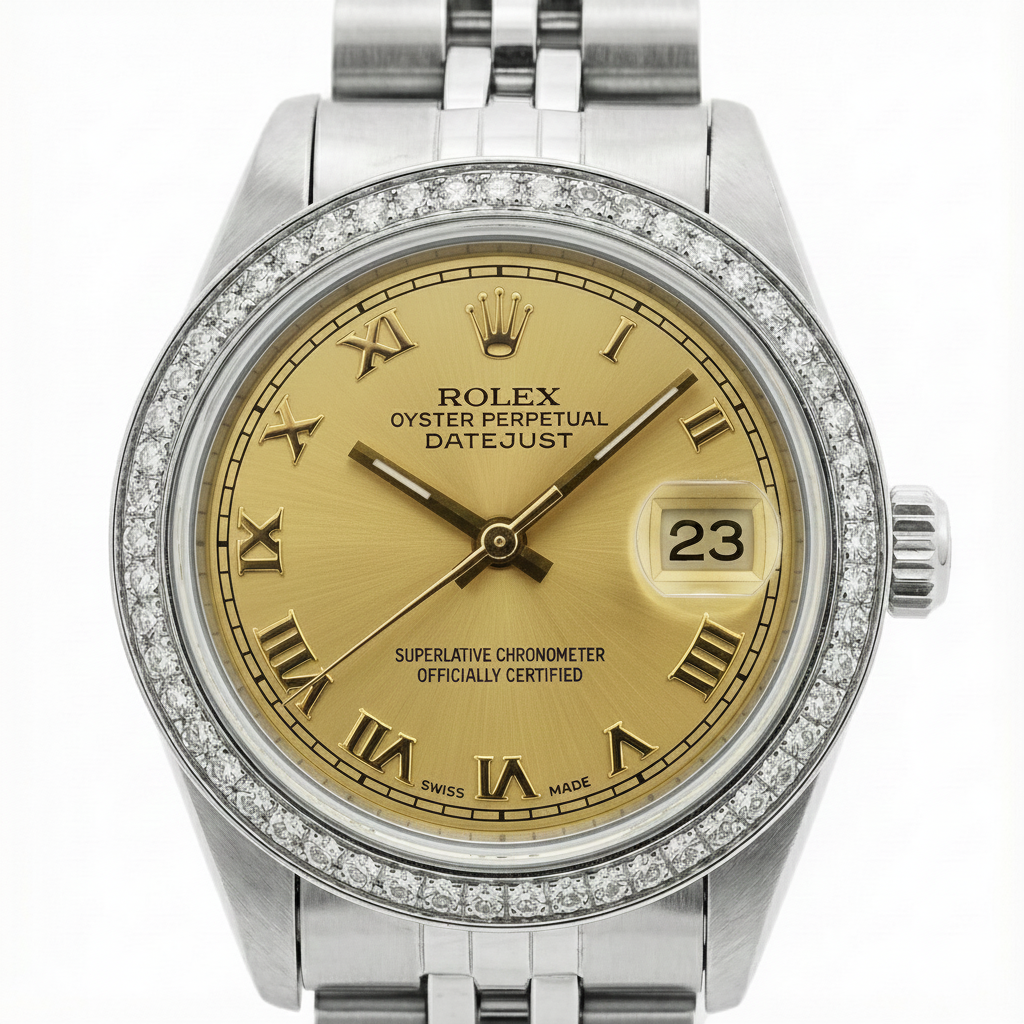 Datejust Edelstahl Jubilee Damenuhr Rolex Diamantlünette