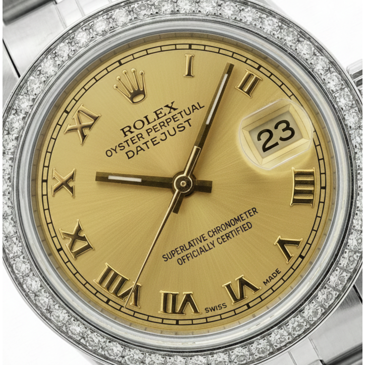 Datejust Edelstahl Jubilee Damenuhr Rolex Diamantlünette