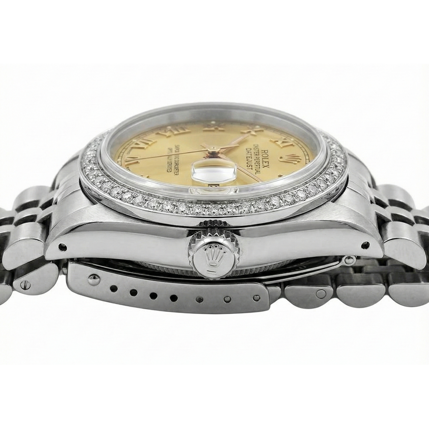 Datejust Edelstahl Jubilee Damenuhr Rolex Diamantlünette