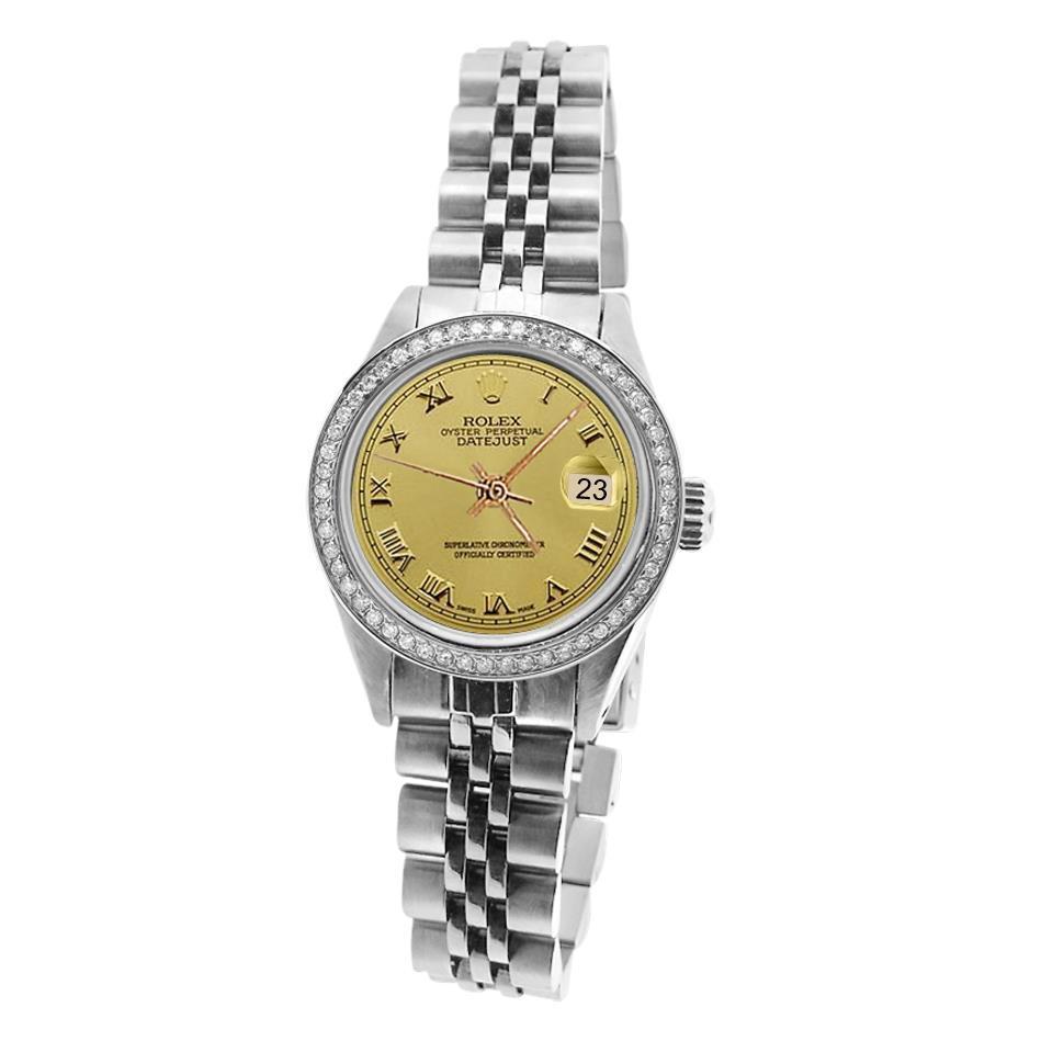 Datejust Edelstahl Jubilee Damenuhr Rolex Diamantlünette
