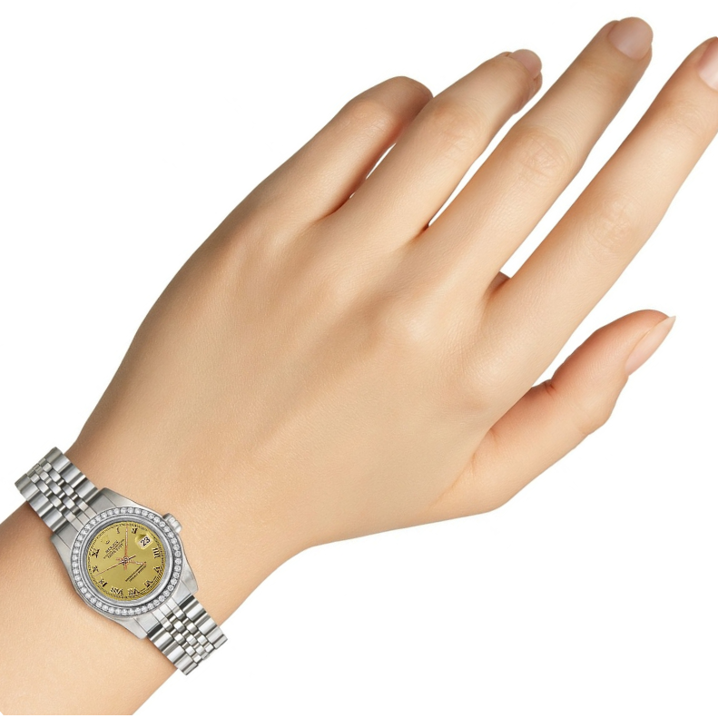 Datejust Edelstahl Jubilee Damenuhr Rolex Diamantlünette P2