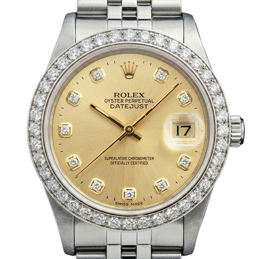 Datejust Edelstahl Jubilee Diamant Dame Rolex Uhr Champagner Diamant
