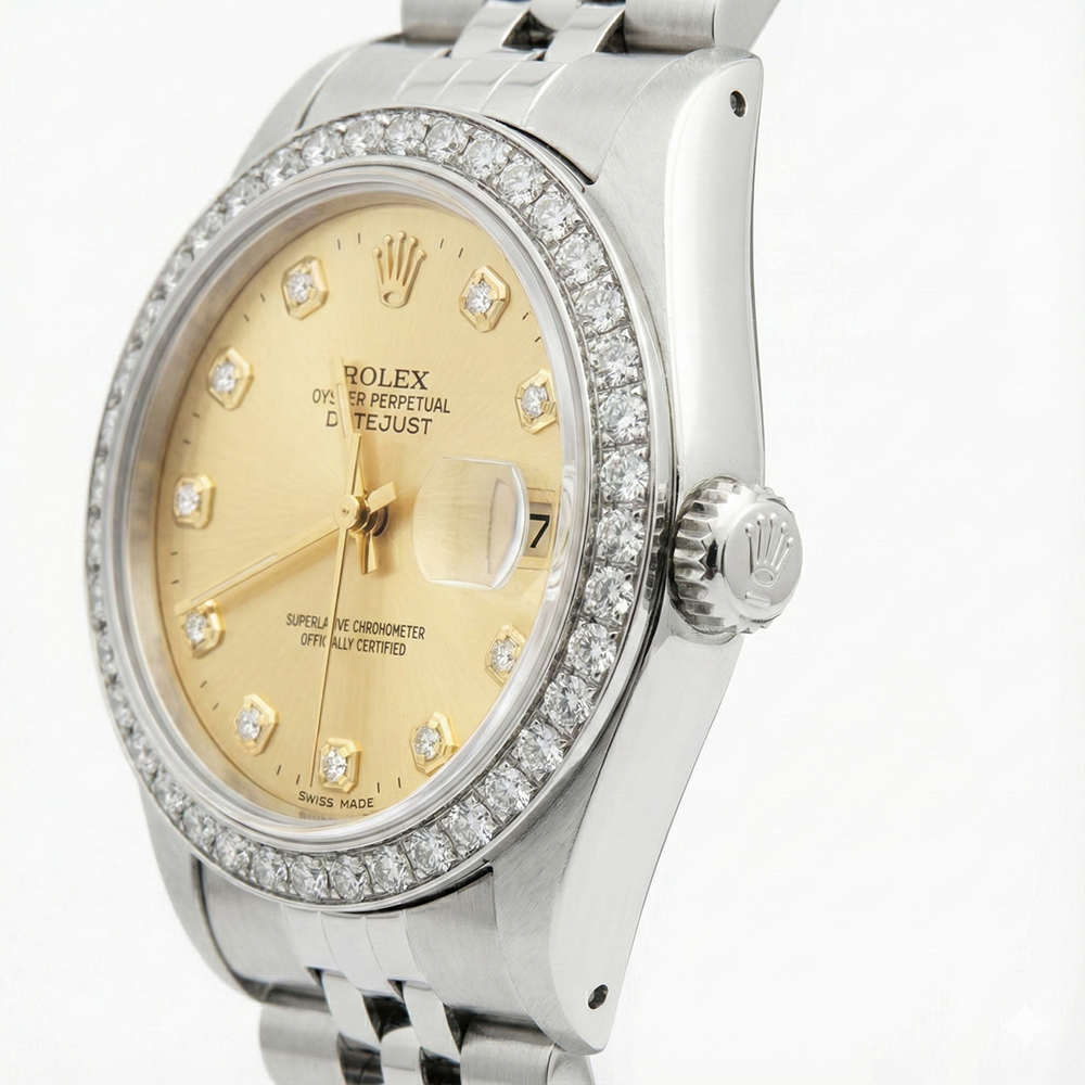 Datejust Edelstahl Jubilee Diamant Dame Rolex Uhr Champagner Diamant