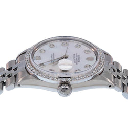 Datejust Rolex-Uhr mit Diamant-Lünette, weißes Mop-Zifferblatt für Herren, SCHNELLES SET