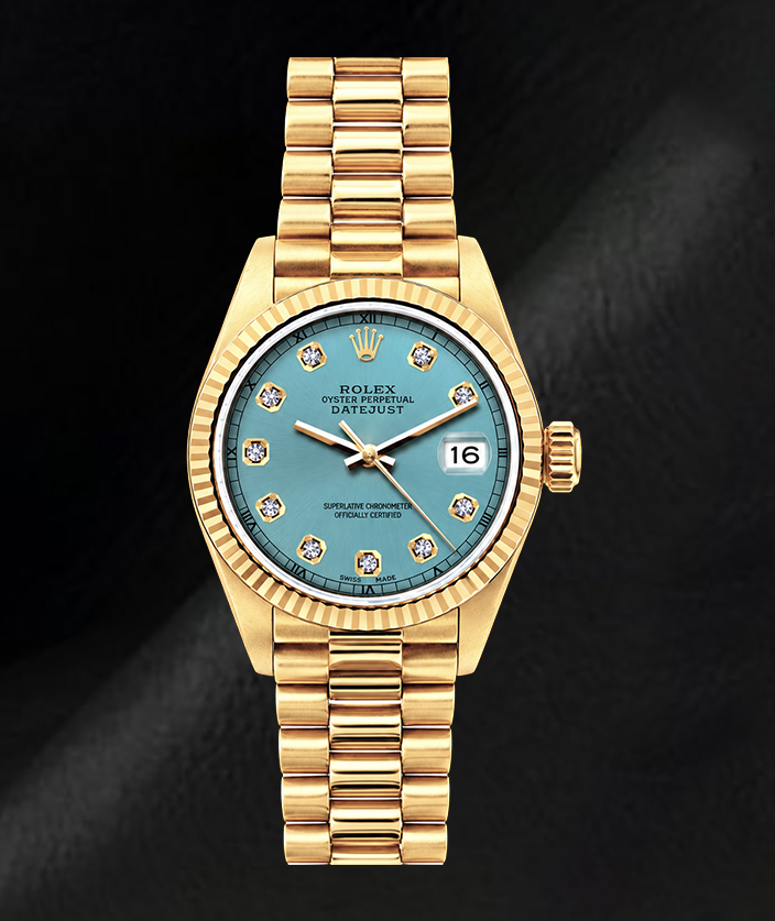 Rolex Datejust 26 mm 69178 Türkis-Diamantzifferblatt 18 Karat Gelbgold Uhr