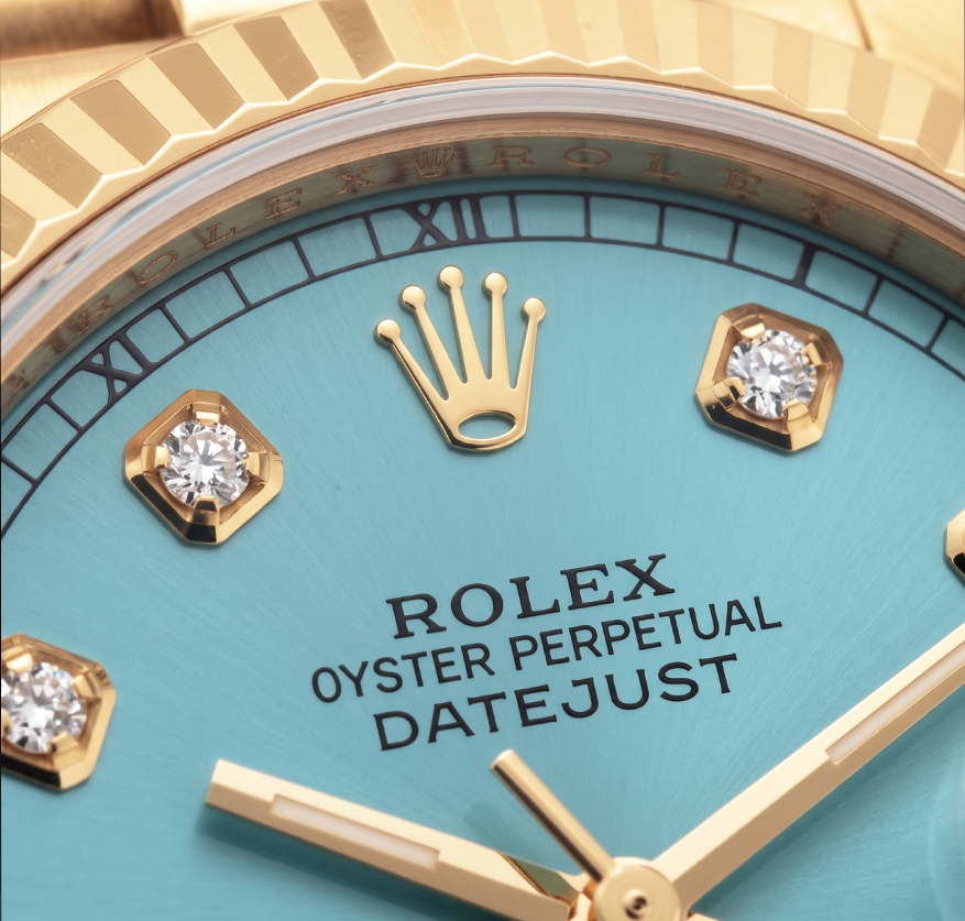 Rolex Datejust 26 mm 69178 Türkis-Diamantzifferblatt 18 Karat Gelbgold Uhr