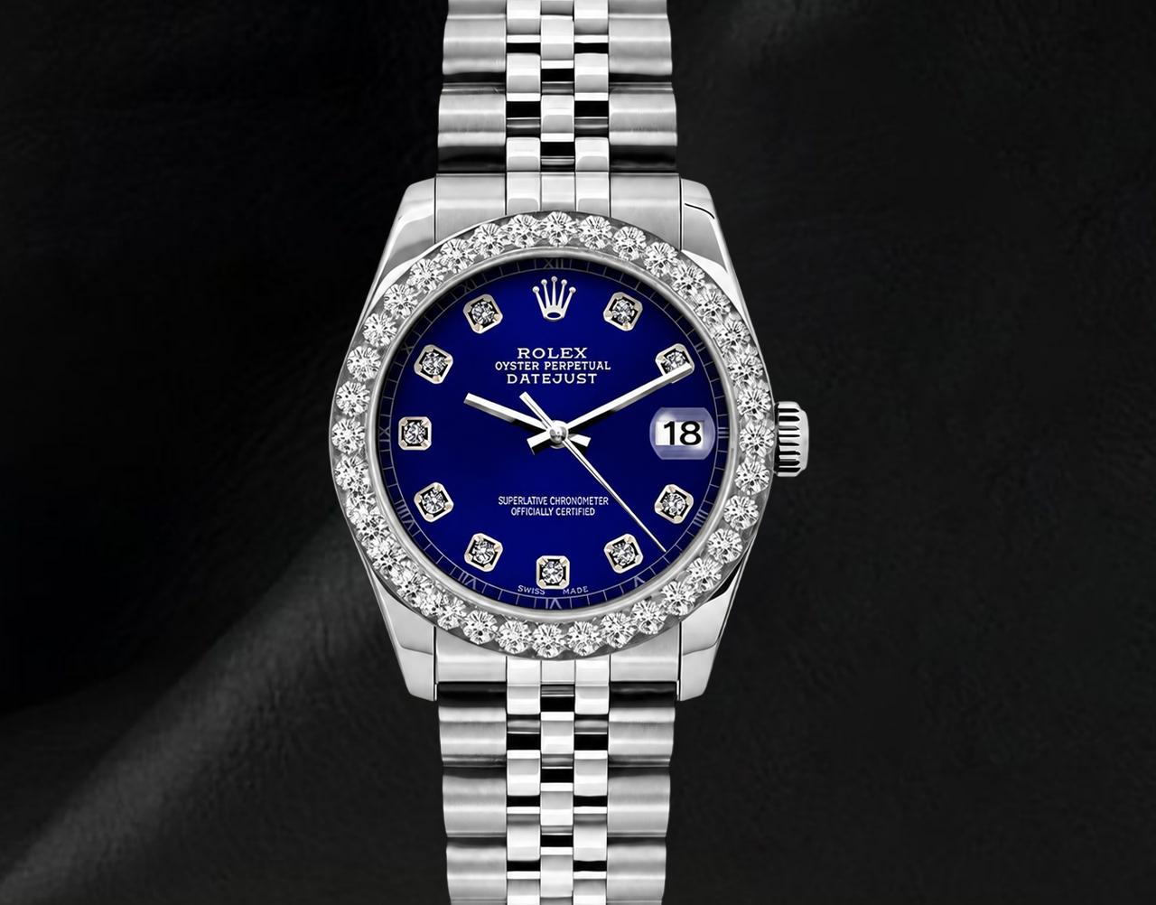 Rolex Datejust 26 mm Diamantlünette Blaues Diamantzifferblatt 6916 Edelstahluhr