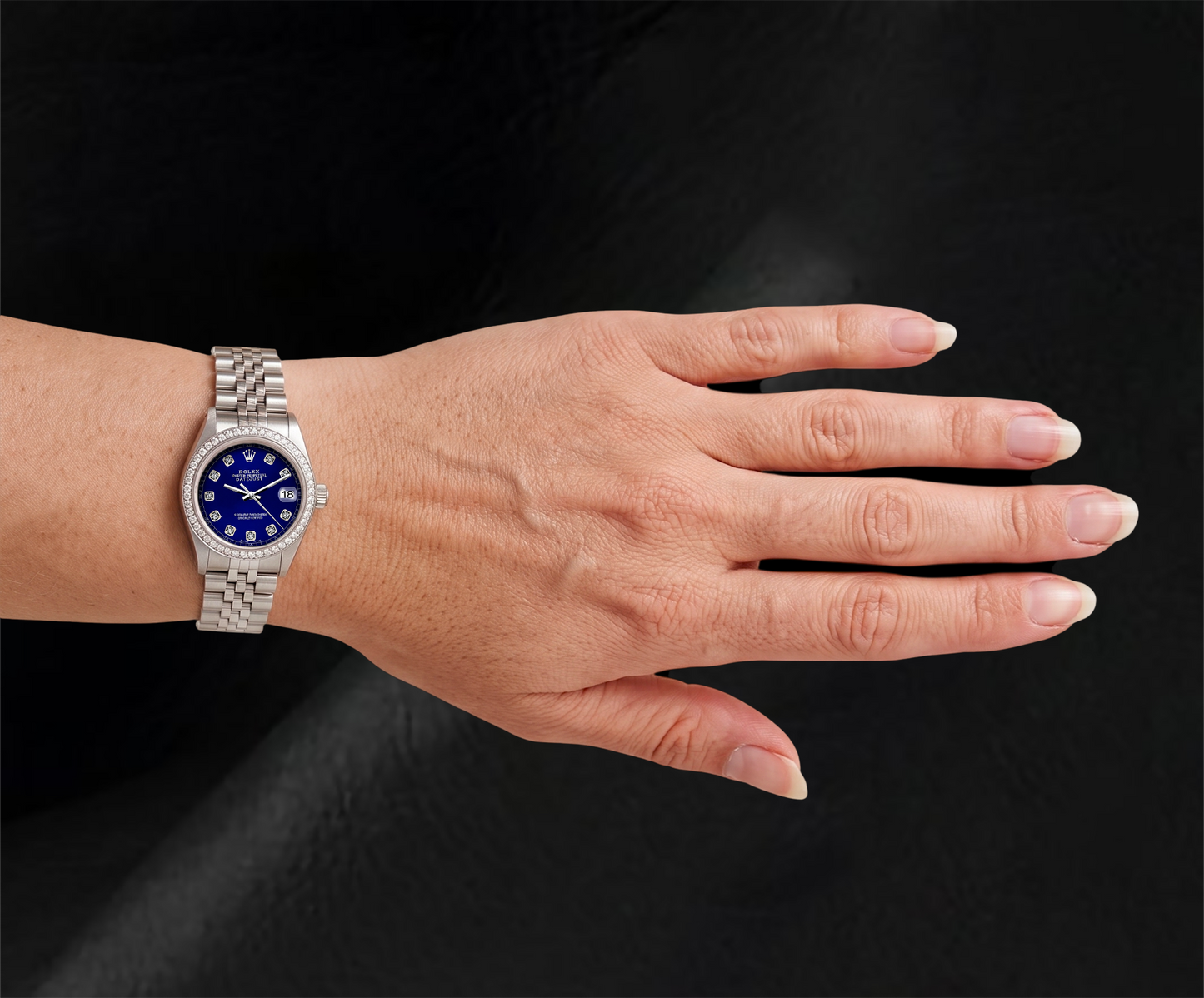 Rolex Datejust 26 mm Diamantlünette Blaues Diamantzifferblatt 6916 Edelstahluhr