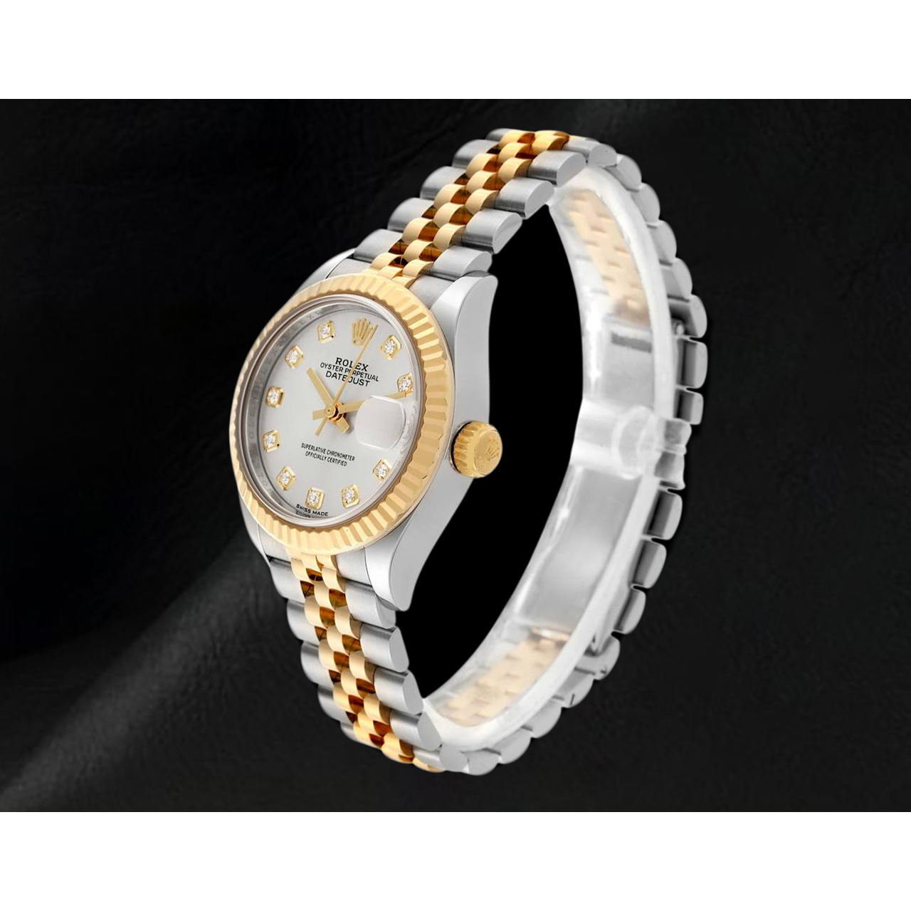 Datejust Rolex 28 mm Silber Diamantzifferblatt Bicolor Damenuhr 279173