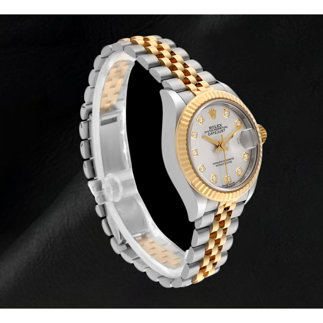 Datejust Rolex 28 mm Silber Diamantzifferblatt Bicolor Damenuhr 279173