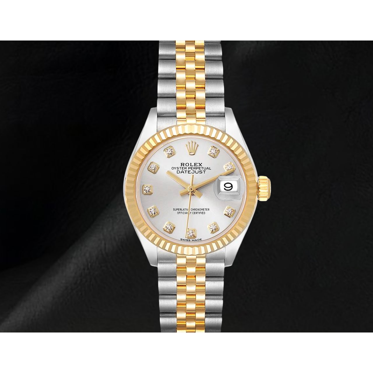 Datejust Rolex 28 mm Silber Diamantzifferblatt Bicolor Damenuhr 279173
