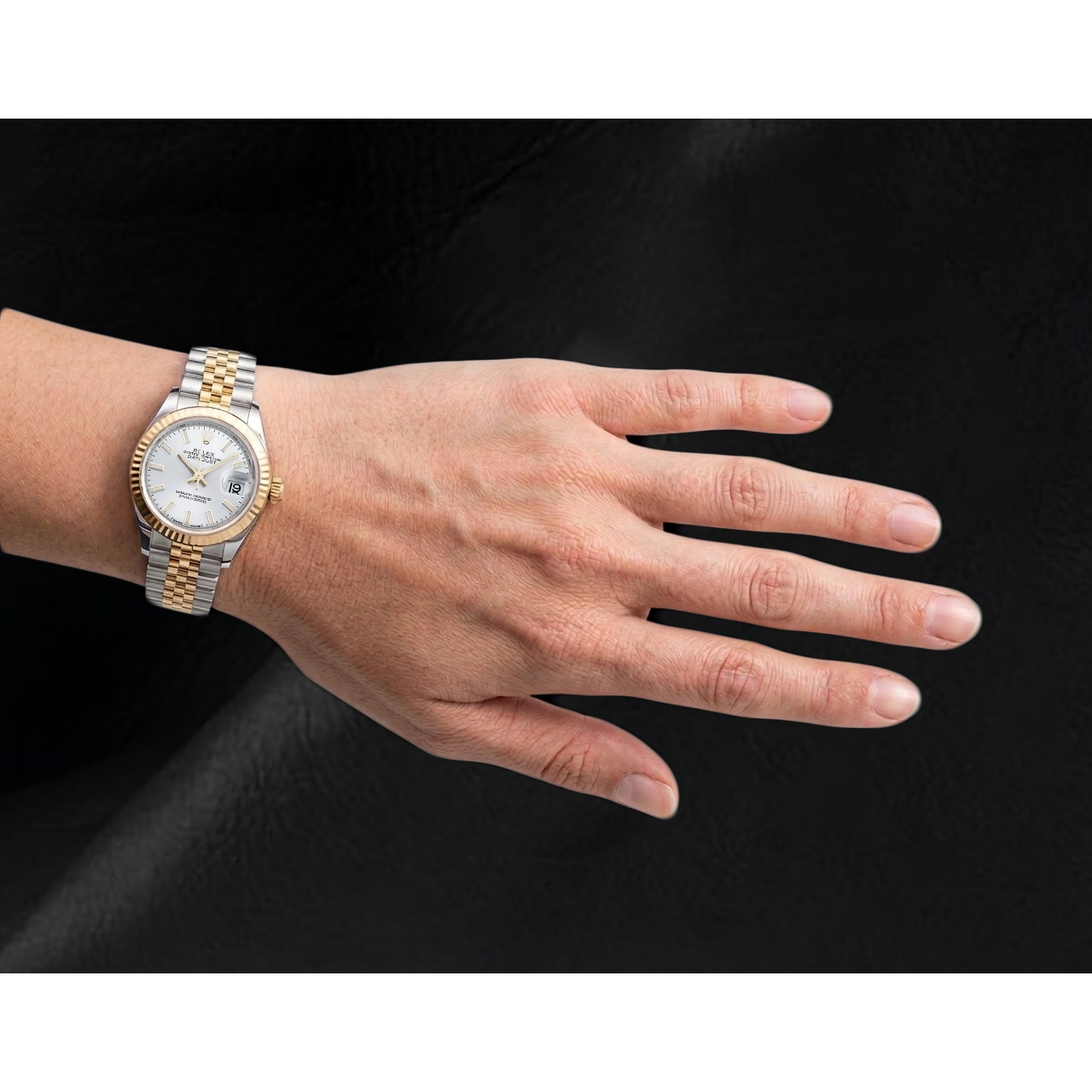 Datejust Rolex 28 mm Damen Geriffelte Lünette Edelstahl Und Gold Armbanduhr 279173