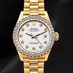 Rolex Datejust 69178 26 mm Uhr aus 18 Karat Gelbgold mit silberfarbenem Diamantzifferblatt